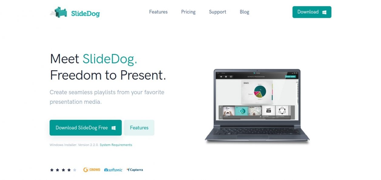 SlideDog presentation tool homepage